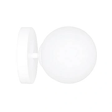 Applique 1 Luce Kalf In Acciaio Bianco A Bracci E Sfera In Vetro Opalino