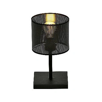 Lampada Da Tavolo Industrial 1 Luce Jordan In Acciaio Nero E Paralume A Cilindro