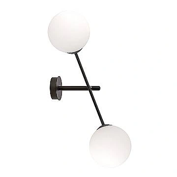 Applique 2 Luci Linear In Acciao Nero Con Bracci Regolabili E Vetro Opale