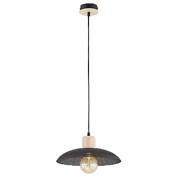 Sospensione Nordica Kobe 1 Luce In Legno E Acciaio Nero