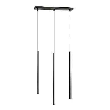 Lampadario 3 Luci Moderno Selter Acciaio Nero E Paralumi A Cilindri Sottili