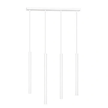Lampadario 4 Luci Moderno Selter Acciaio Bianco E Paralumi A Cilindri Sottili