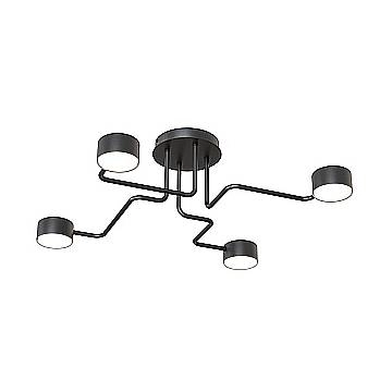 Plafoniera Moderna Ade Acciaio Nero 4 Luci Gx53 Ip20