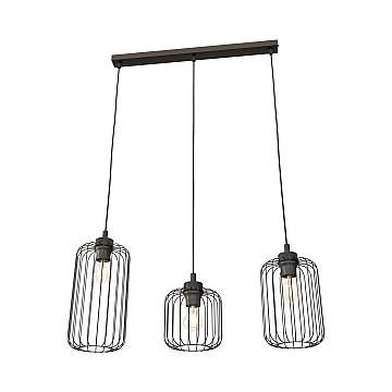 Sospensione Minimal Industrial Minerva 3 Luci Lineari Nera