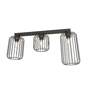 Plafonriera Minimal Industrial Vulcano 3 Luci Lineari Nera