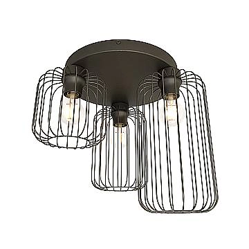 Plafonriera Minimal Industrial Vulcano 3 Luci Tonda Nera