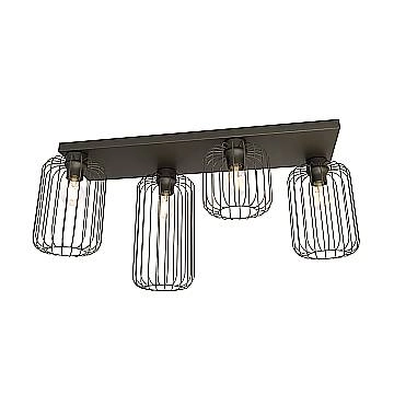 Plafonriera Minimal Industrial Vulcano 4 Luci Lineari Nera