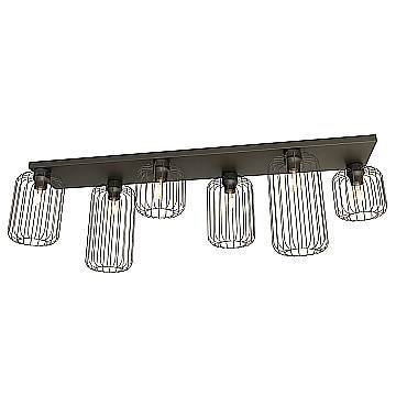 Plafonriera Minimal Industrial Vulcano 6 Luci Lineari Nera