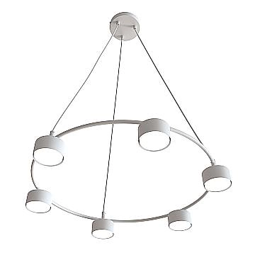 Lampadario Moderno 6 Luci Odin In Acciaio Bianco Ad Anello E Cilindri Lampadario Moderno 6 Luci Odin In Acciaio Bianco Ad Anello E Cilindri