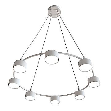 Lampadario Moderno 8 Luci Odin In Acciaio Bianco Ad Anello E Cilindri Lampadario Moderno 8 Luci Odin In Acciaio Bianco Ad Anello E Cilindri