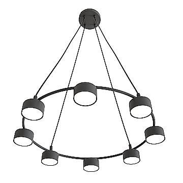 Lampadario Moderno 8 Luci Odin In Acciaio Nero Ad Anello E Cilindri Lampadario Moderno 8 Luci Odin In Acciaio Nero Ad Anello E Cilindri
