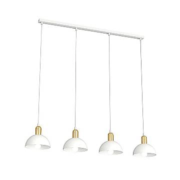Lampadario 4 Luci Idunn In Acciaio Bianco E Oro Diffusori A Cupola