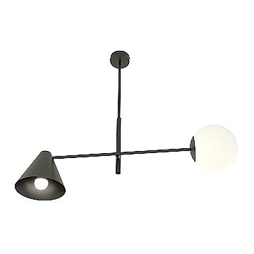 Plafoniera Moderna Industrial Nodens 2 Luci Nero