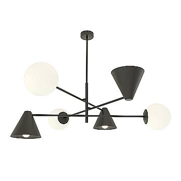Plafoniera Moderna Industrial Nodens 6 Luci Nero