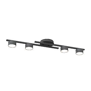 Plafoniera 4 Luci Freyr In Acciaio Nero Diffusori Cilindrici