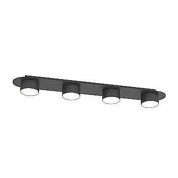 Plafoniera 4 Luci Freya In Acciaio Nero Diffusori A Cilindro