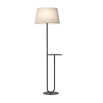 Piantana 1 Luce Horus Paralume In Tessuto Beige Con Mensola In Acciaio Nero