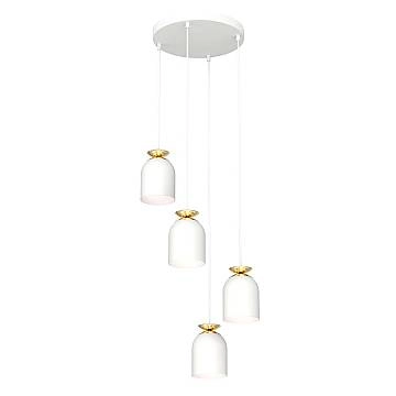 Lampadario Contemporaneo 4 Luci Mnemosyne Base Tonda Acciaio Bianco E Oro