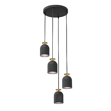 Lampadario Contemporaneo 4 Luci Mnemosyne Base Tonda Acciaio Nero E Oro