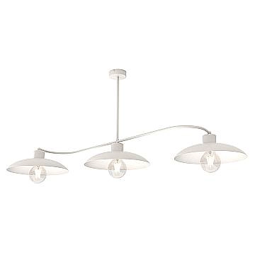 Lampadario Industrial 3 Luci Sekhmet In Acciaio Bianco E Diffusori A Cupola