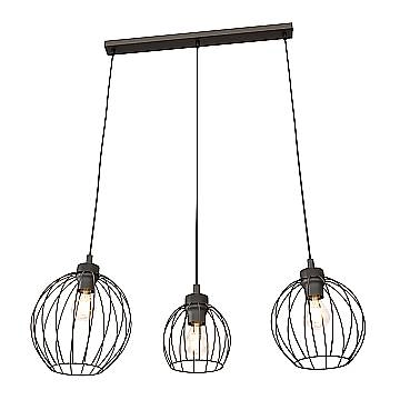 Sospensione Minimal Industrial Hathor 3 Luci Lineari Nera