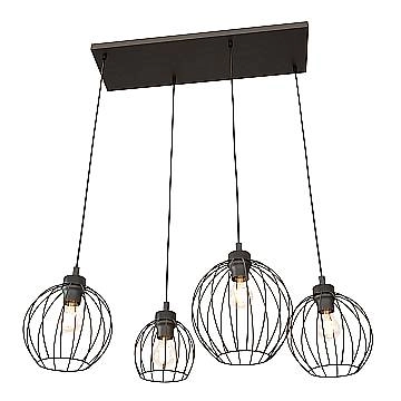 Sospensione Minimal Industrial Hathor 4 Luci Lineari Nera