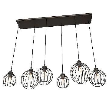Sospensione Minimal Industrial Hathor 6 Luci Lineari Nera