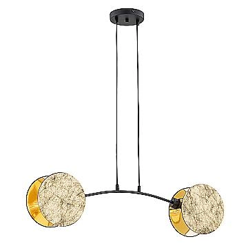 Lampada A Sospensione 2 Luci Moderna Nut In Acciaio Effetto Marmo Bianco