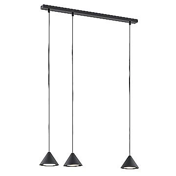 Sospensione Minimal Skadi 3 Luci In Acciaio Nero
