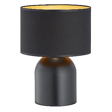 Lampada Da Tavolo Nordica Enlil 1 Luce In Acciaio Nero E Oro