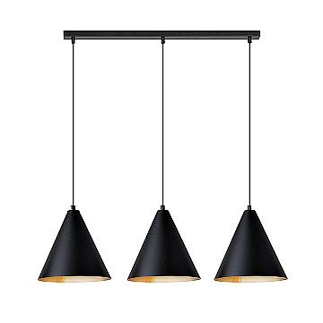 Sospensione Nordica Ninhursag 3 Luci In Acciaio Nero E Oro