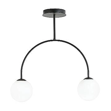 Plafoniera Moderna Utu 2 Luci In Acciaio Nero E Vetro Bianco Plafoniera Moderna Utu 2 Luci In Acciaio Nero E Vetro Bianco