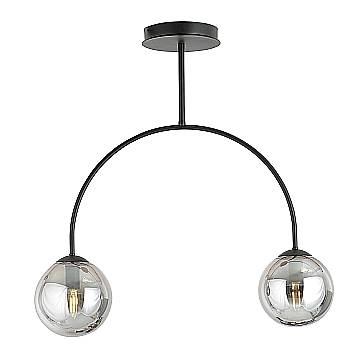 Plafoniera Moderna Utu 2 Luci In Acciaio Nero E Vetro Fumè Plafoniera Moderna Utu 2 Luci In Acciaio Nero E Vetro Fumè