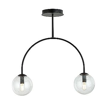 Plafoniera Moderna Utu 2 Luci In Acciaio Nero E Vetro Trasparente Plafoniera Moderna Utu 2 Luci In Acciaio Nero E Vetro Trasparente