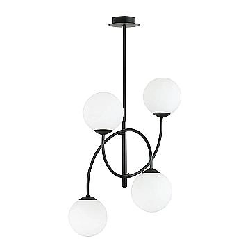 Plafoniera Moderna Utu 4 Luci In Acciaio Nero E Vetro Bianco Plafoniera Moderna Utu 4 Luci In Acciaio Nero E Vetro Bianco