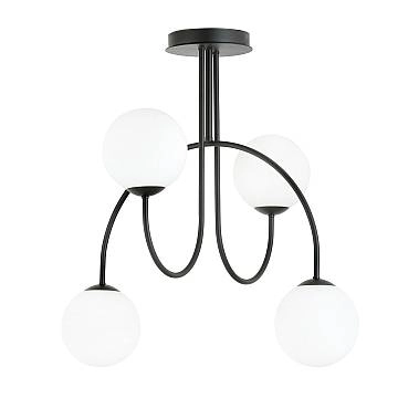 Plafoniera Moderna Utu 4 Luci In Acciaio Nero E Vetro Bianco 50 Cm Plafoniera Moderna Utu 4 Luci In Acciaio Nero E Vetro Bianco 50 Cm