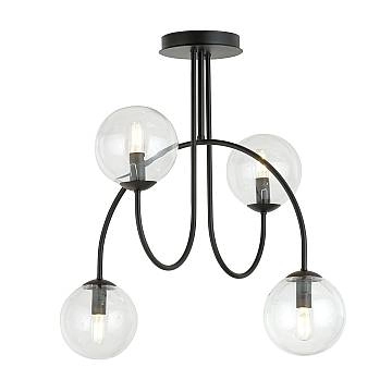 Plafoniera Moderna Utu 4 Luci In Acciaio Nero E Vetro Trasparente 50 Cm Plafoniera Moderna Utu 4 Luci In Acciaio Nero E Vetro Trasparente 50 Cm