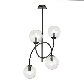 Plafoniera Moderna Utu 4 Luci In Acciaio Nero E Vetro Trasparente Plafoniera Moderna Utu 4 Luci In Acciaio Nero E Vetro Trasparente