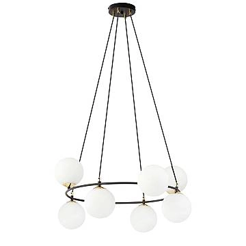 Lampadario Minimal Tiamat Acciaio Nero Oro 7 Luci E14 Ip20