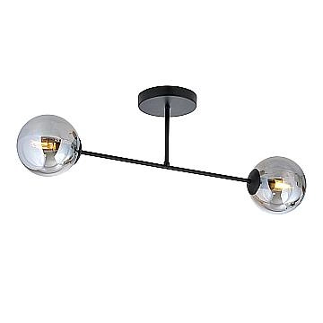 Plafoniera Moderna Hsi Wang Mu 2 Luci In Acciao Nero E Sfere In Vetro Fumè Plafoniera Moderna Hsi Wang Mu 2 Luci In Acciao Nero E Sfere In Vetro Fumè