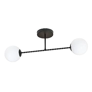 Plafoniera Moderna Hsi Wang Mu 2 Luci In Acciao Nero E Sfere In Vetro Bianco Plafoniera Moderna Hsi Wang Mu 2 Luci In Acciao Nero E Sfere In Vetro Bianco