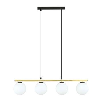 Sospensione Contemporanea 4 Luci Wugu Acciaio Oro Nero Sfervetro Bianco