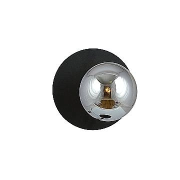 Lampada Da Parete Contemporanea Ippolita 1 Luce In Acciaio Nero E Vetro Fumè