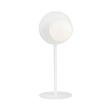 Lampada Da Tavolo Contemporanea Ippolita 1 Luce In Acciaio Bianco E Vetro Opalino