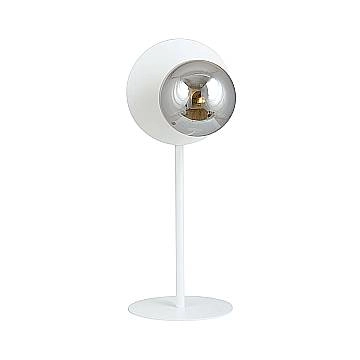 Lampada Da Tavolo Contemporanea Ippolita 1 Luce In Acciaio Bianco E Vetro Fumè