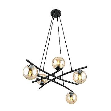 Lampadario Moderno Cadmo Acciaio Nero 5 Luci E14 Ip20 Lampadario Moderno Cadmo Acciaio Nero 5 Luci E14 Ip20