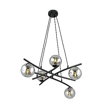 Lampadario Moderno Cadmo Acciaio Nero Grigio 5 Luci E14 Ip20 Lampadario Moderno Cadmo Acciaio Nero Grigio 5 Luci E14 Ip20