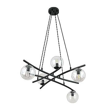 Lampadario Moderno Cadmo Acciaio Nero Trasarente 5 Luci E14 Ip20 Lampadario Moderno Cadmo Acciaio Nero Trasarente 5 Luci E14 Ip20