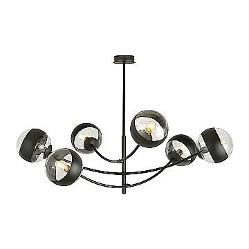 Plafoniera Contemporaneo Oceano Acciaio Nero 6 Luci E14 Ip20