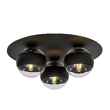 Plafoniera Minimal Mnemosine Acciaio Nero 3 Luci E14 Ip20